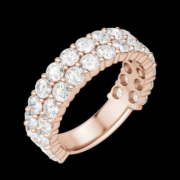 Round Cut Pavé Semi-Eternity Band (1 1/4 Tcw), Lab Grown Diamonds - Picture 7 of 9